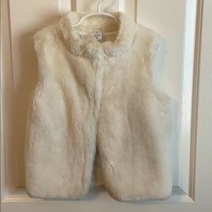Little girls fuzzy cream vest